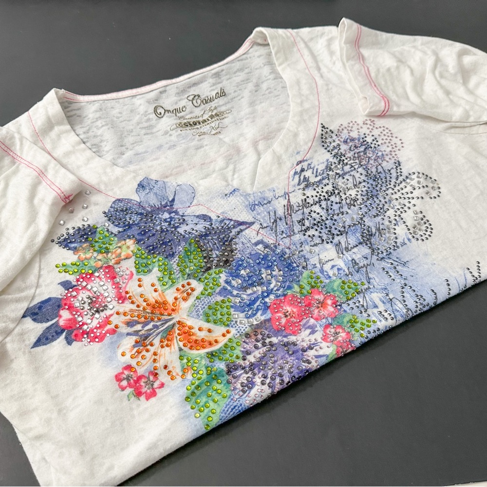 Women's Onque Casuals Elements of Style V Neck Tshirt Large